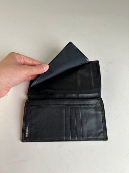 Vintage Dior Leather Long Wallet Black Gold