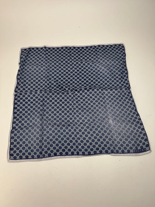 Vintage Celine Paris Triumphe monogram scarf navy white