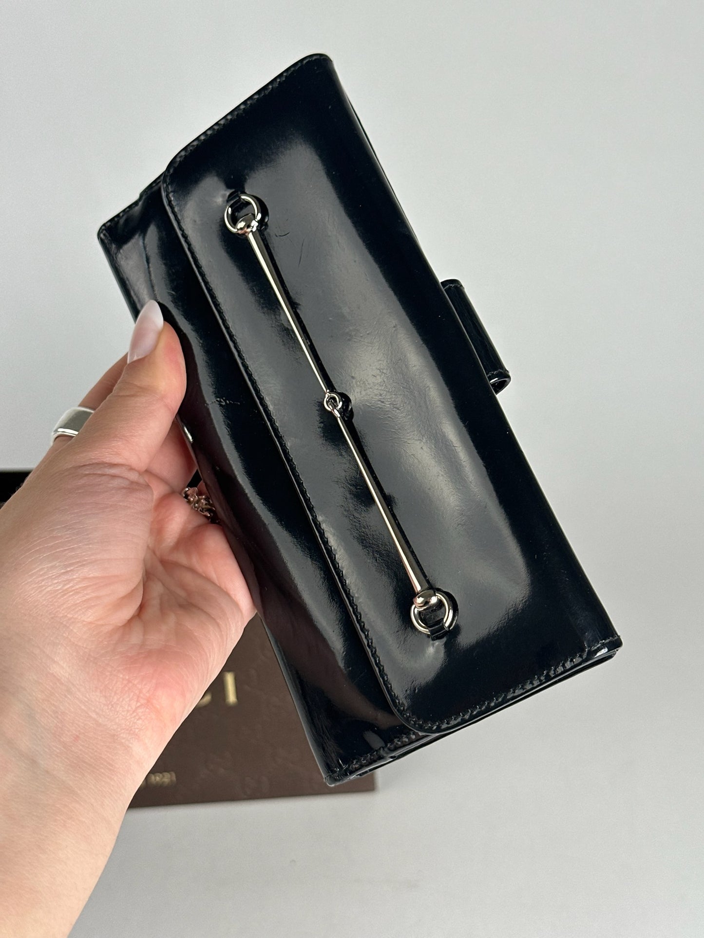 Vintage Gucci patent leather wallet black