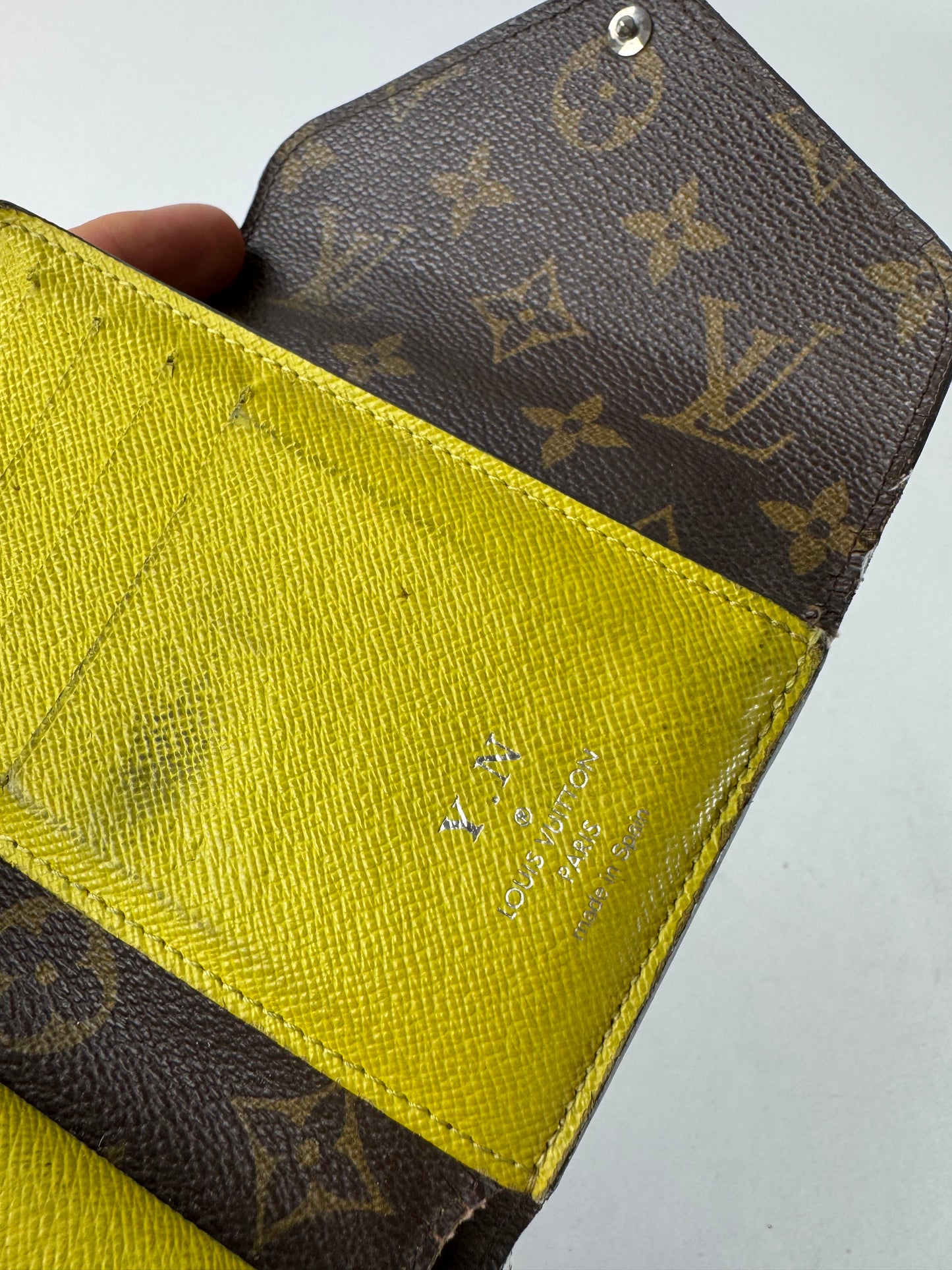 Vintage Louis Vuitton Monogram EPI Leather Wallet Yellow Brown