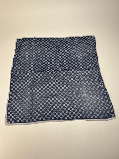Vintage Celine Paris Triumphe monogram scarf navy white