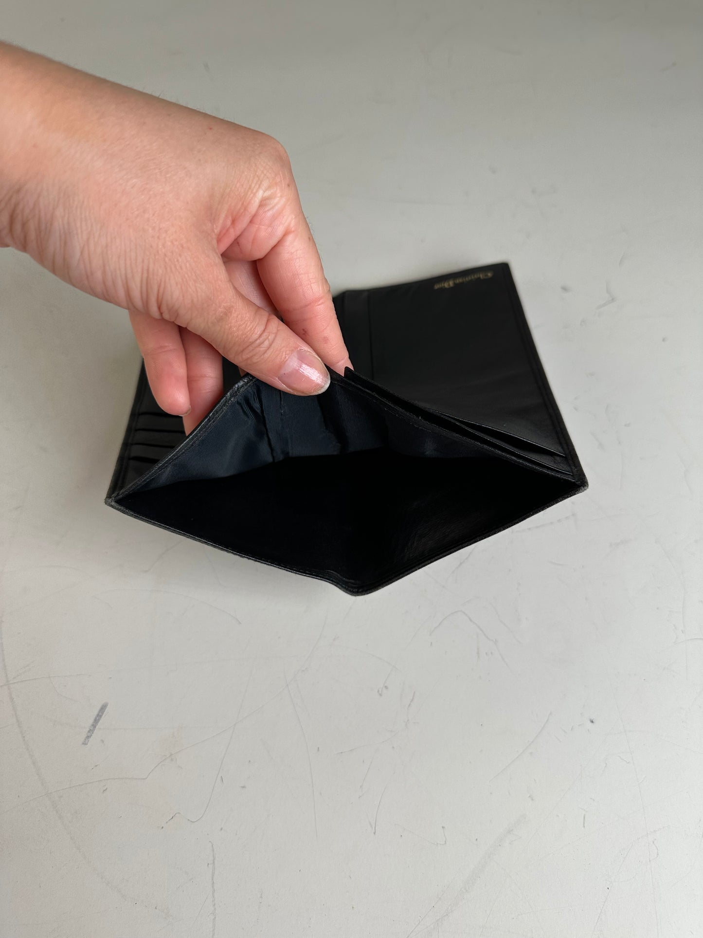 Vintage Dior Leather Long Wallet Black Gold