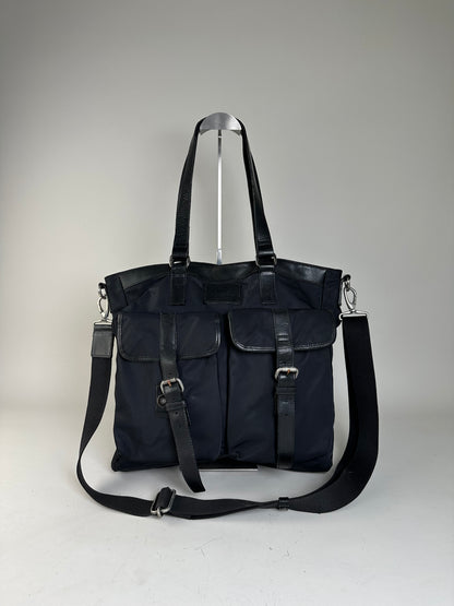 Vintage Burberry Nylon Tote Bag Black Silver