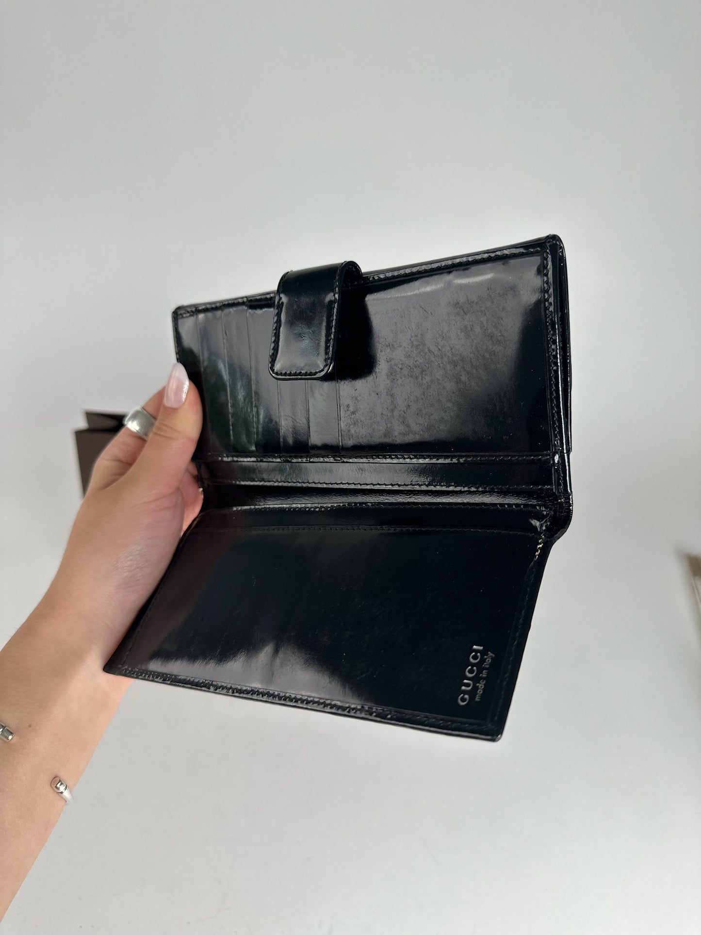 Vintage Gucci patent leather wallet black