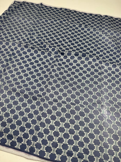 Vintage Celine Paris Triumphe monogram scarf navy white