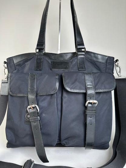 Vintage Burberry Nylon Tote Bag Black Silver