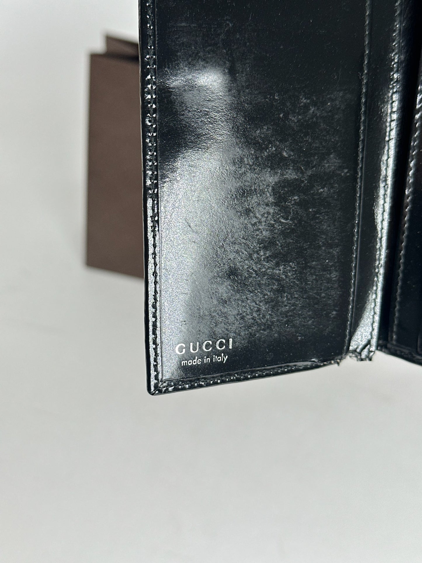 Vintage Gucci patent leather wallet black