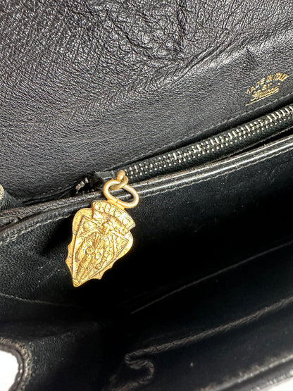 Vintage Gucci GG Logo Ostrich Leather Shoulder Bag Black