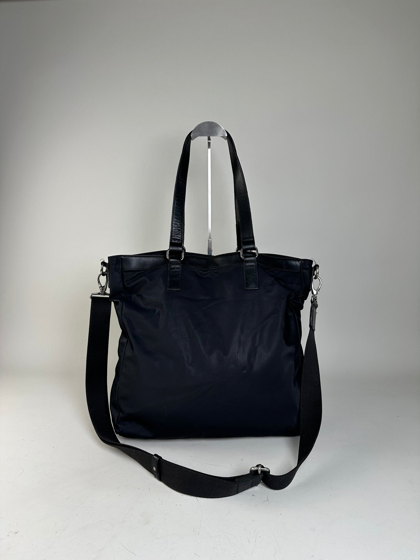 Vintage Burberry Nylon Tote Bag Black Silver