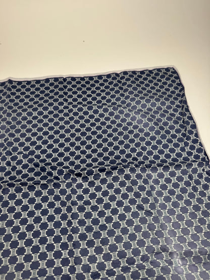 Vintage Celine Paris Triumphe monogram scarf navy white