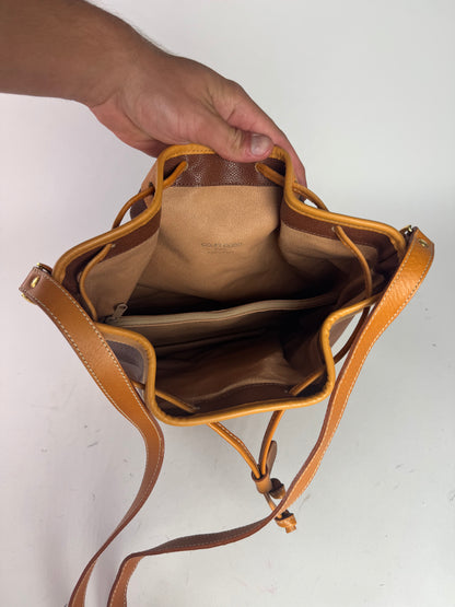 Sac seau vintage en cuir Courrèges marron