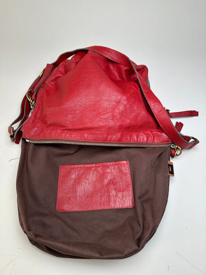 Vintage Chloe Grained Leather Shoulder Bag Red Gold