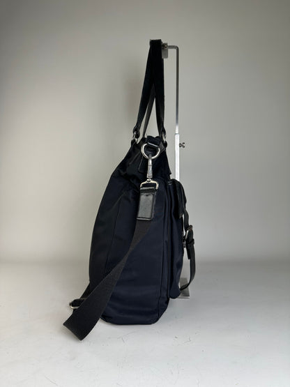 Vintage Burberry Nylon Tote Bag Black Silver