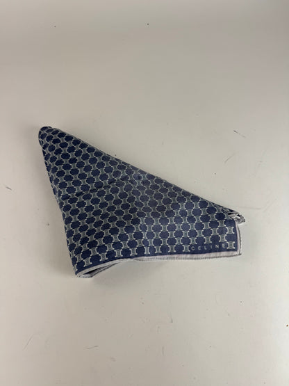 Vintage Celine Paris Triumphe monogram scarf navy white