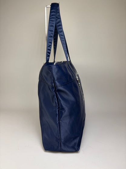 Vintage Courreges Nylon Tote Bag Navy Silver