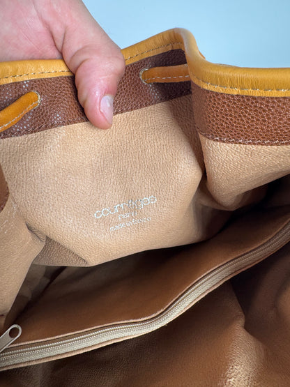 Sac seau vintage en cuir Courrèges marron