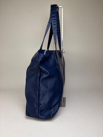 Vintage Courreges Nylon Tote Bag Navy Silver