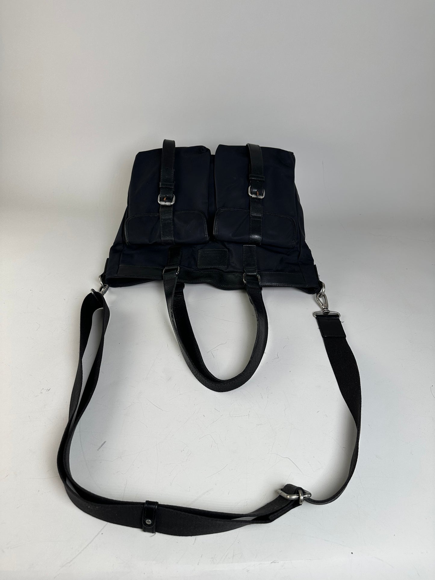 Vintage Burberry Nylon Tote Bag Black Silver