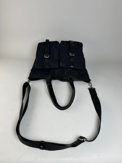 Vintage Burberry Nylon Tote Bag Black Silver