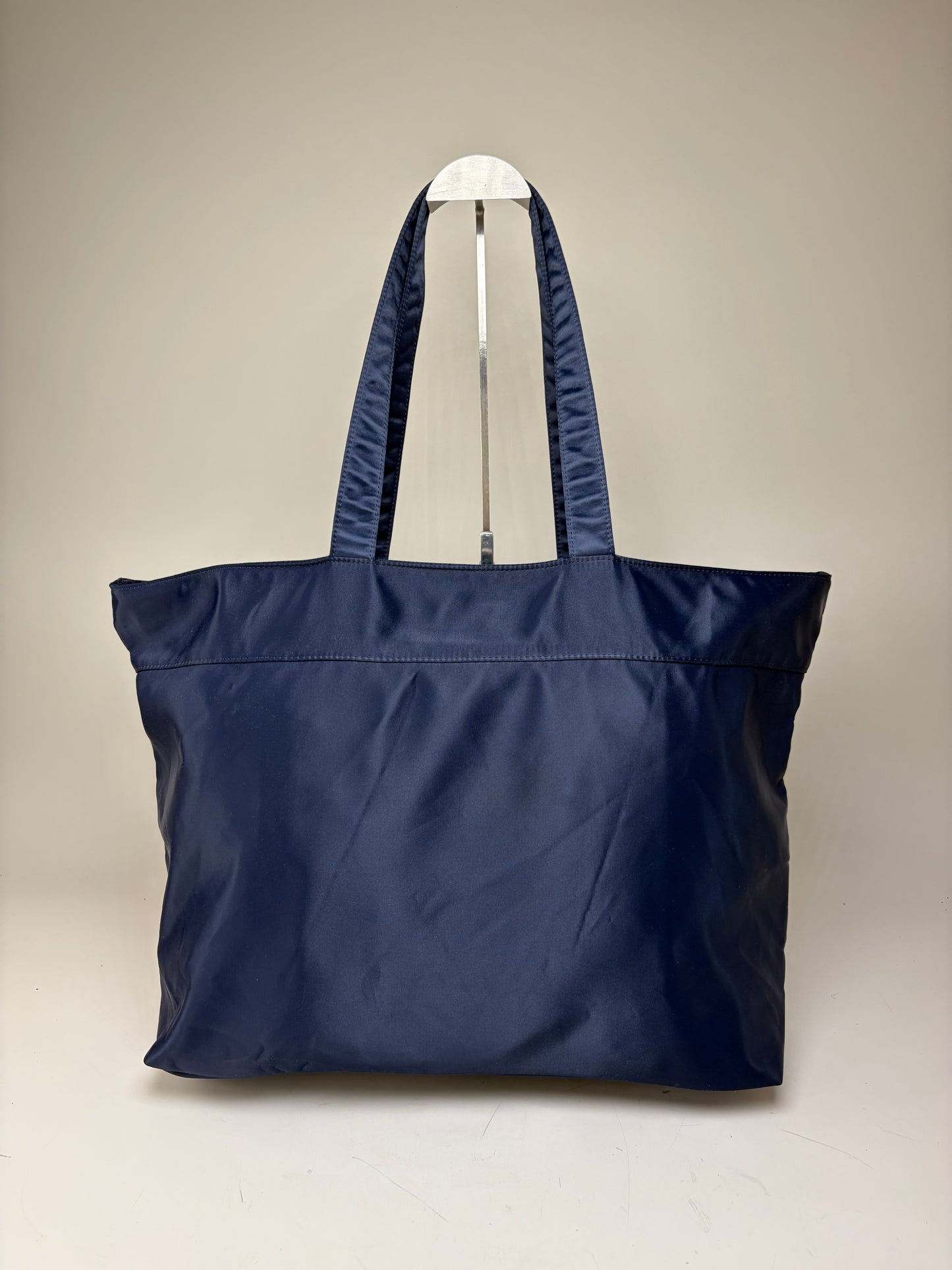 Vintage Courreges Nylon Tote Bag Navy Silver