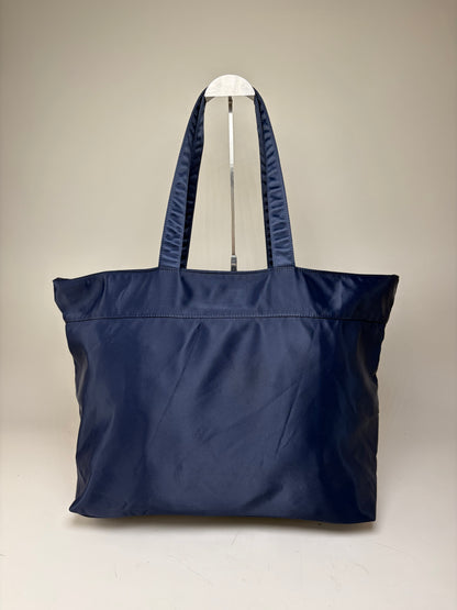 Vintage Courreges Nylon Tote Bag Navy Silver