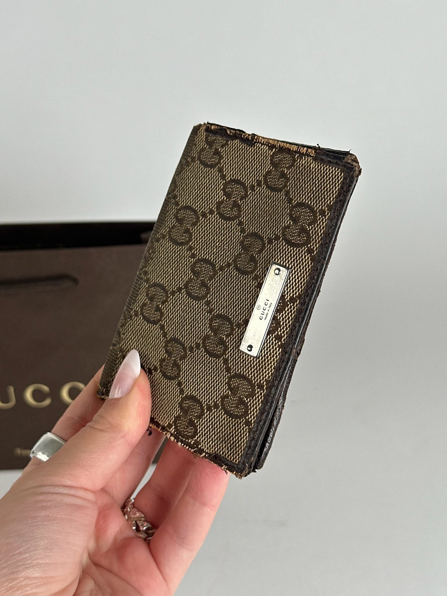 Vintage Gucci monogram card holder beige