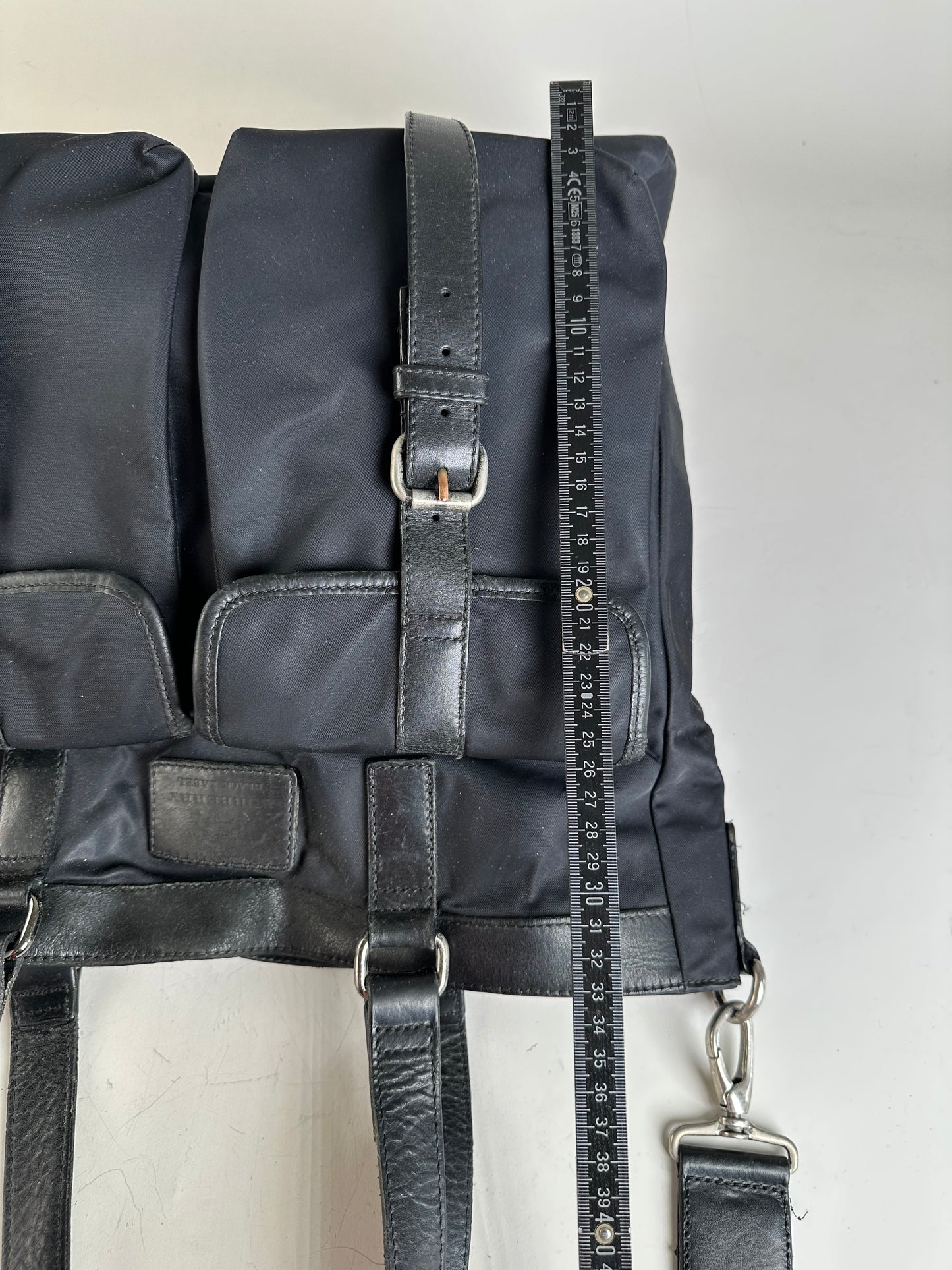 Vintage Burberry Nylon Tote Bag Black Silver