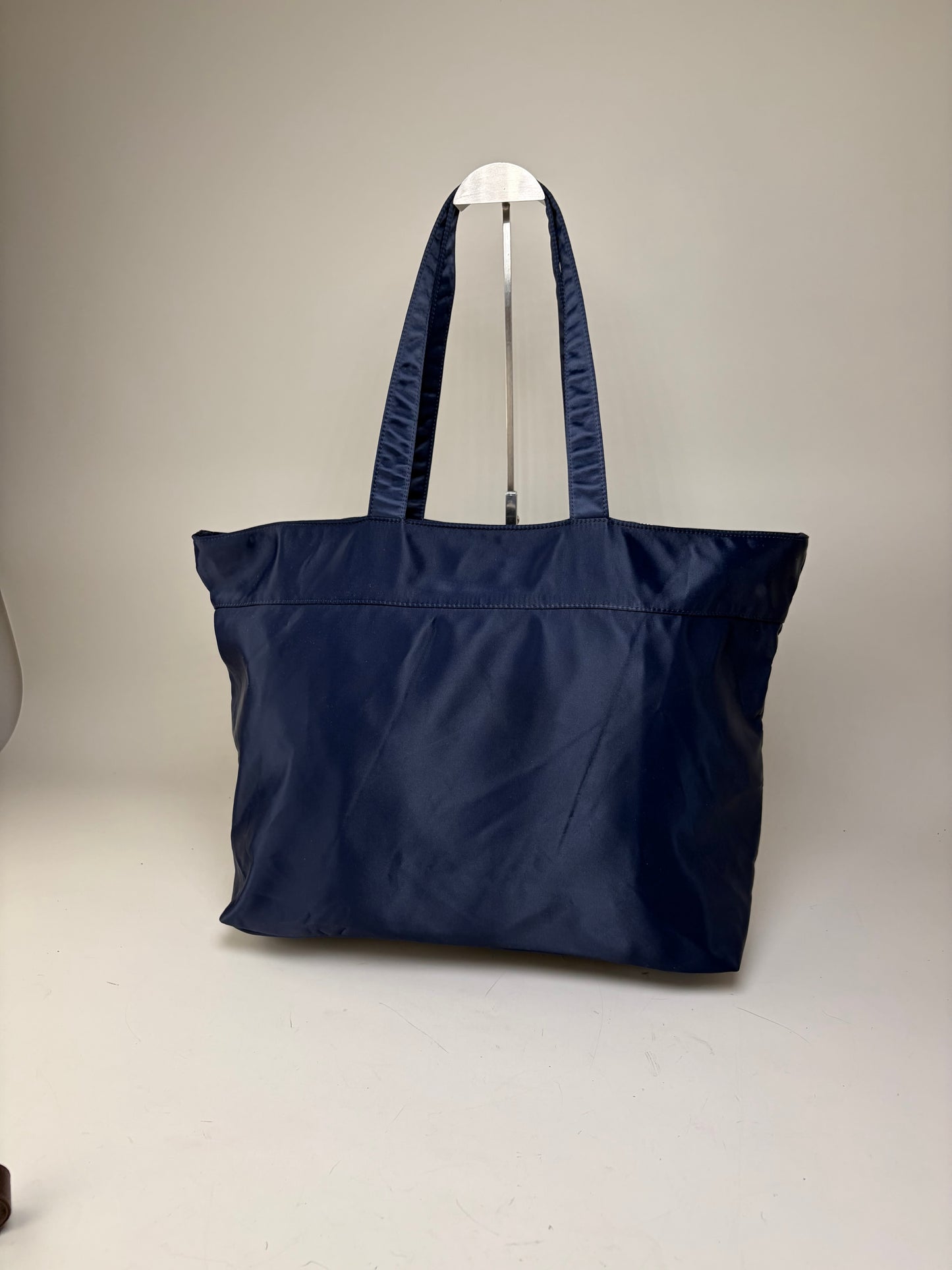 Vintage Courreges Nylon Tote Bag Navy Silver