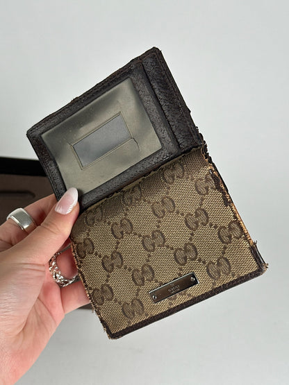 Vintage Gucci monogram card holder beige
