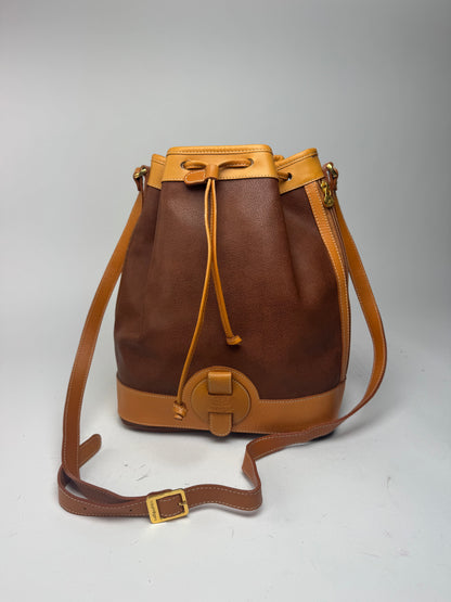Sac seau vintage en cuir Courrèges marron