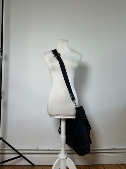 Vintage Burberry Nylon Tote Bag Black Silver