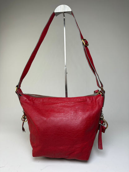 Vintage Chloe Grained Leather Shoulder Bag Red Gold