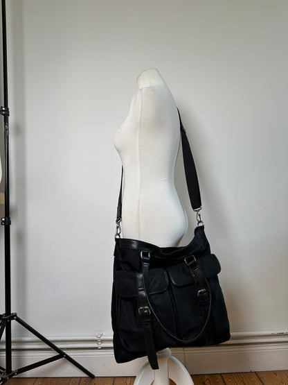 Vintage Burberry Nylon Tote Bag Black Silver