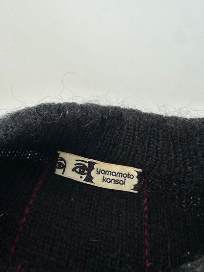Vintage Kansai Yamamoto Rainbow Stripe Wool Knit Pullover Black Multicolour M