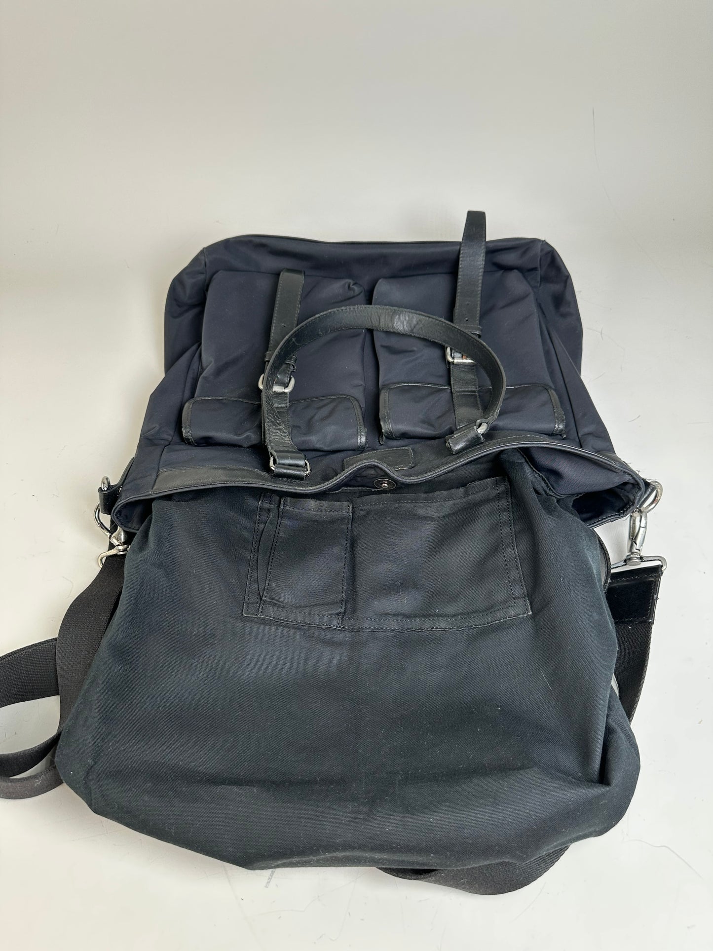 Vintage Burberry Nylon Tote Bag Black Silver