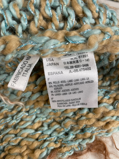 Vintage Escada Metallic Wool Blend Sweater Aqua Tan S