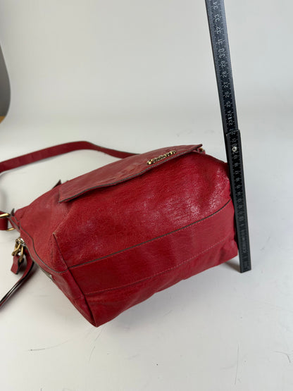 Vintage Chloe Grained Leather Shoulder Bag Red Gold
