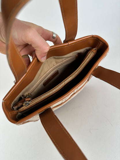 Vintage Balenciaga BB Monogram Handbag Beige Orange-Brown
