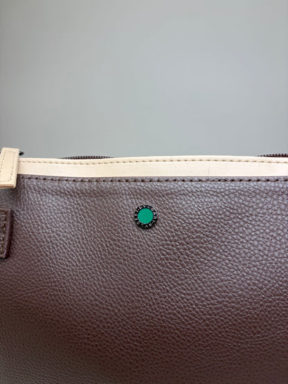 Vintage Bvlgari Leather Cosmetic Pouch Brown Cream