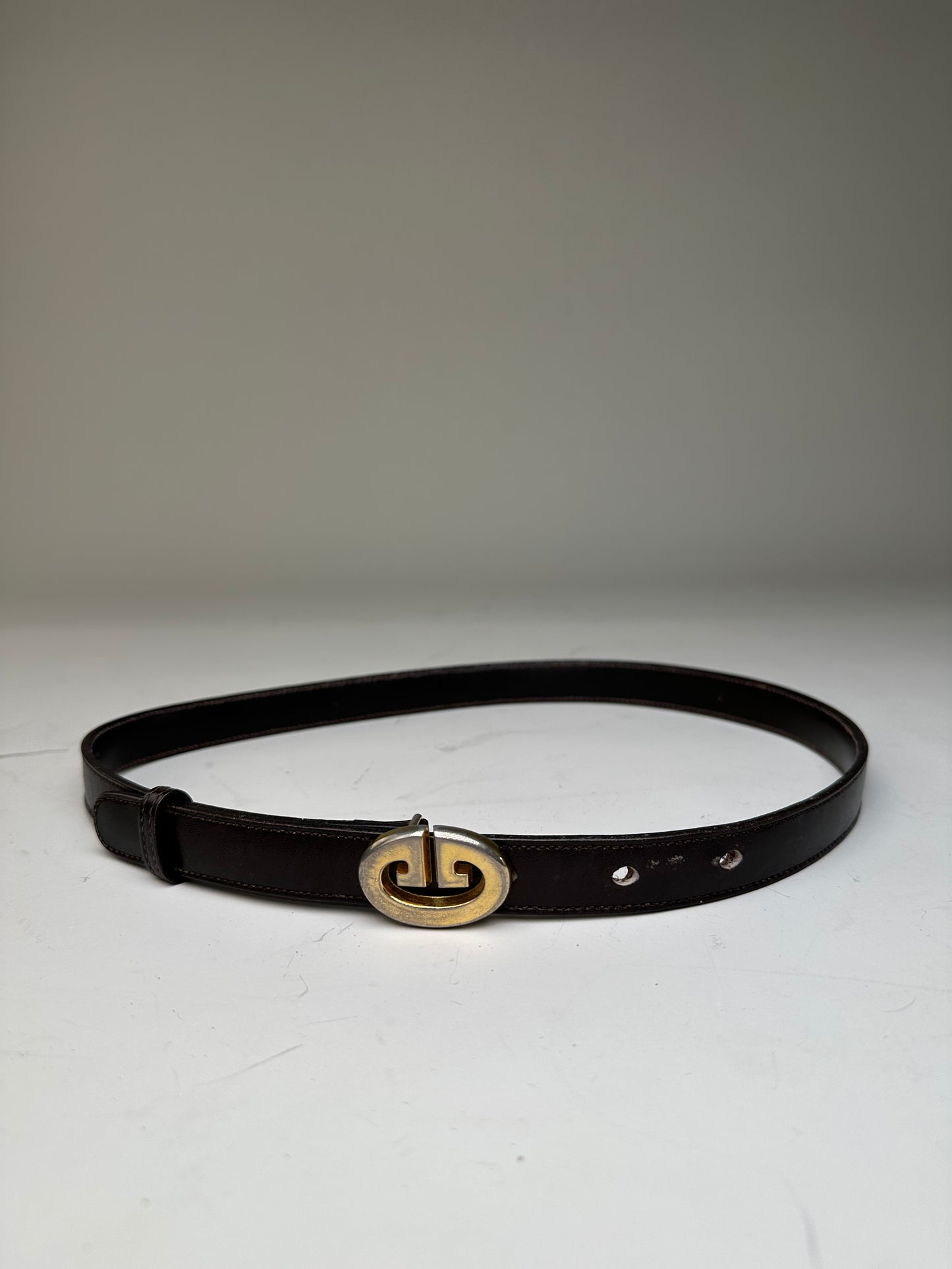 Vintage Gucci GG Logo Leather Belt Black Gold