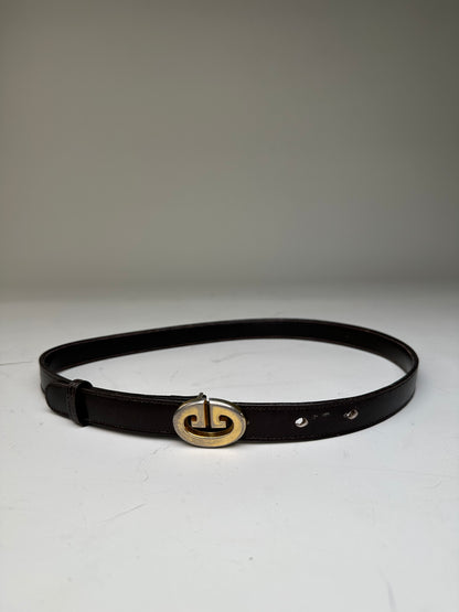 Vintage Gucci GG Logo Leather Belt Black Gold