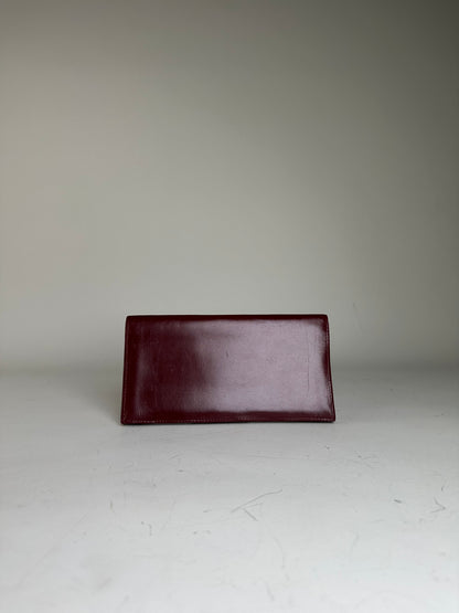 Vintage Yves Saint Laurent Full Grain Leather Wallet Burgundy Gold