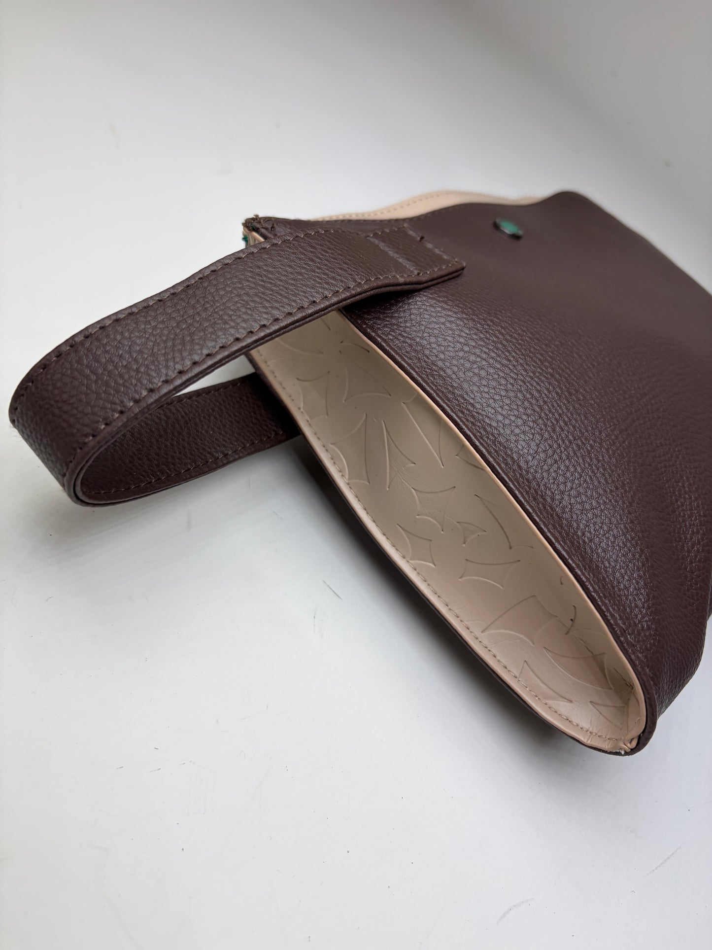 Vintage Bvlgari Leather Cosmetic Pouch Brown Cream