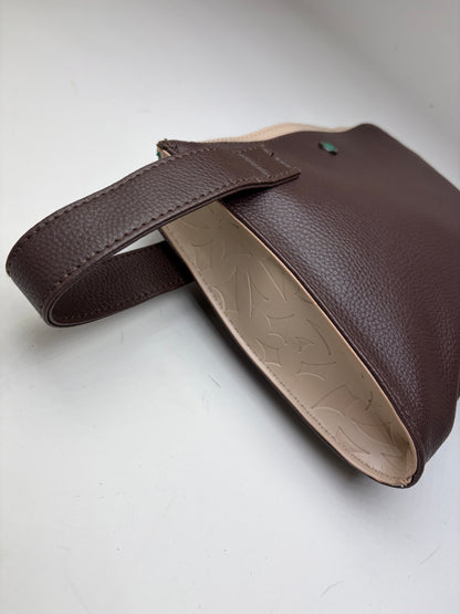 Vintage Bvlgari Leather Cosmetic Pouch Brown Cream