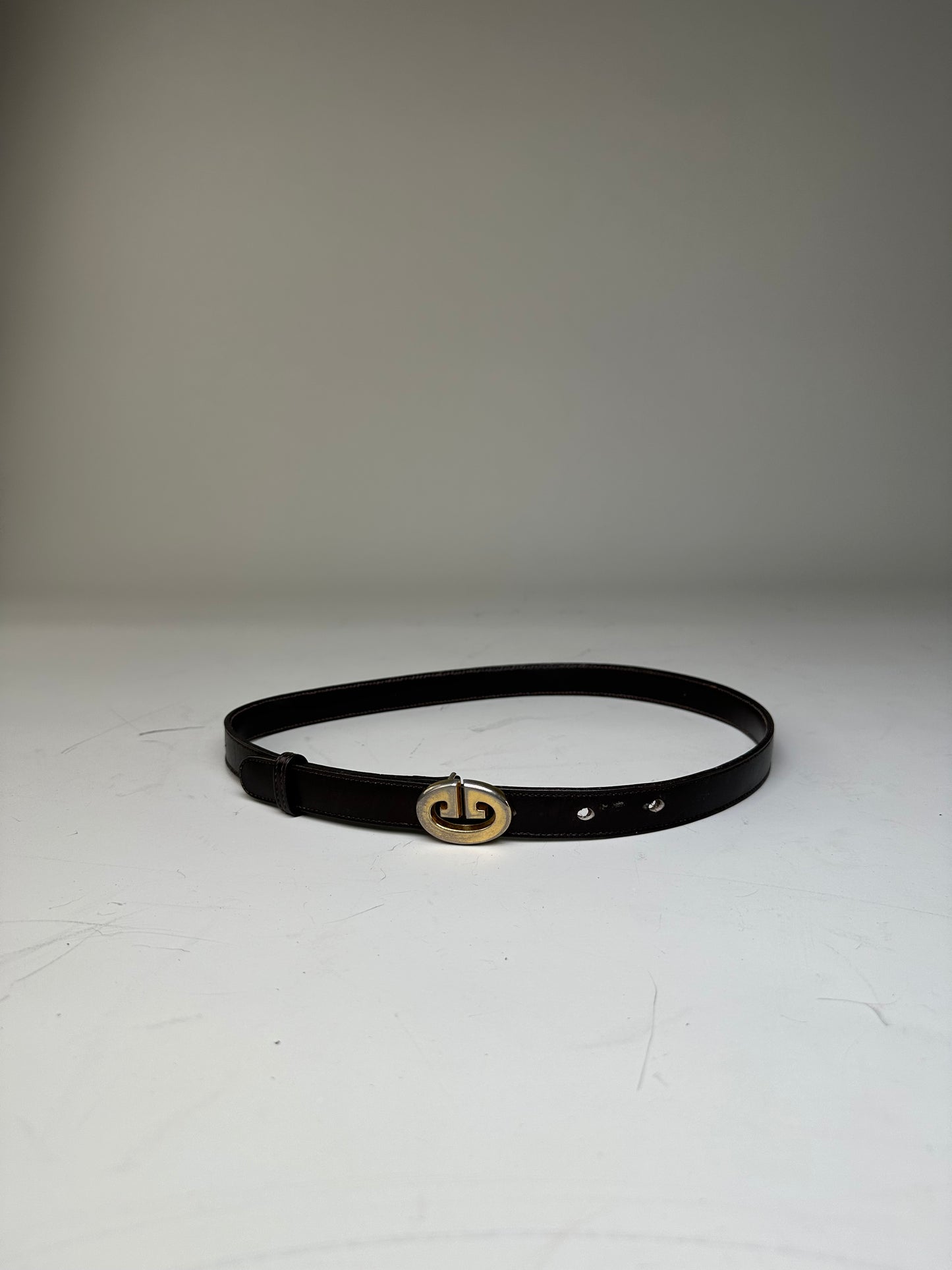 Vintage Gucci GG Logo Leather Belt Black Gold