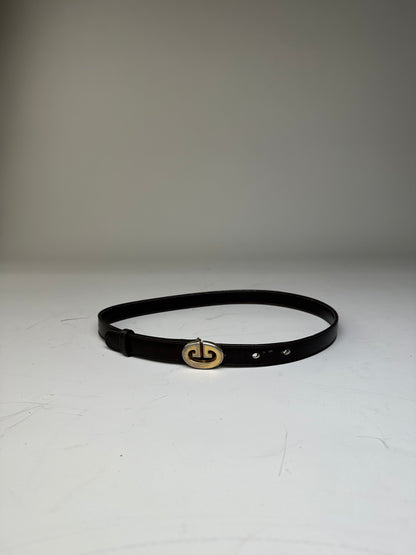 Vintage Gucci GG Logo Leather Belt Black Gold
