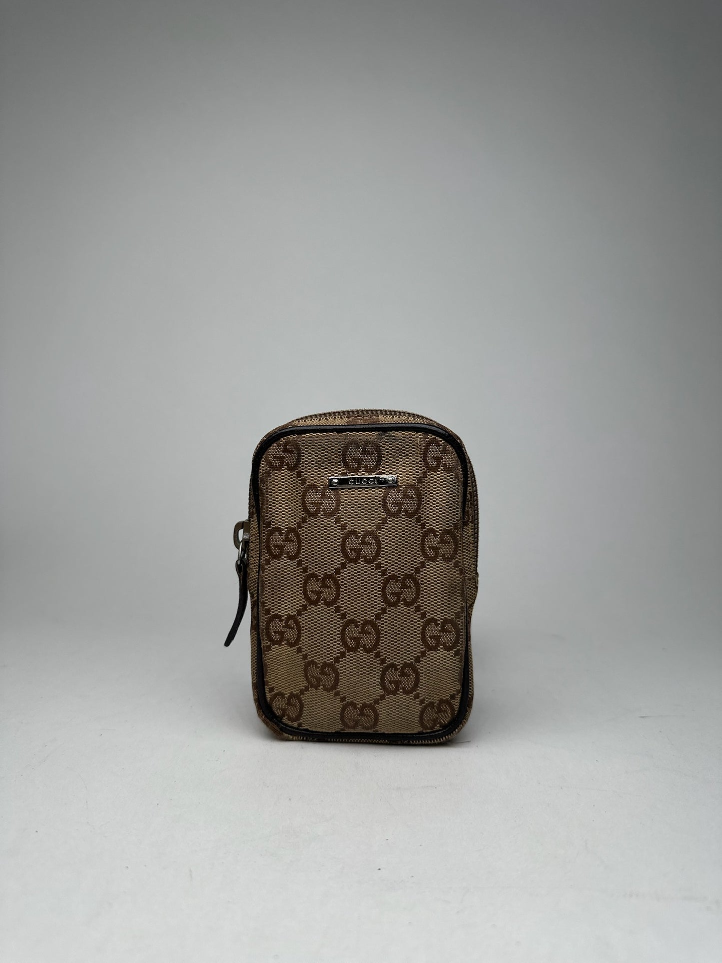 Vintage Gucci Monogram cosmetic bag / clutch beige