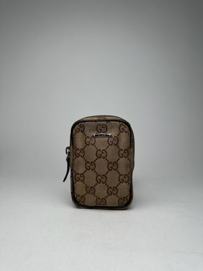 Vintage Gucci Monogram cosmetic bag / clutch beige