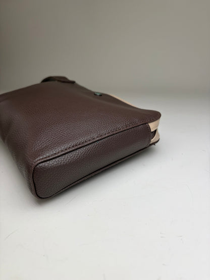 Vintage Bvlgari Leather Cosmetic Pouch Brown Cream