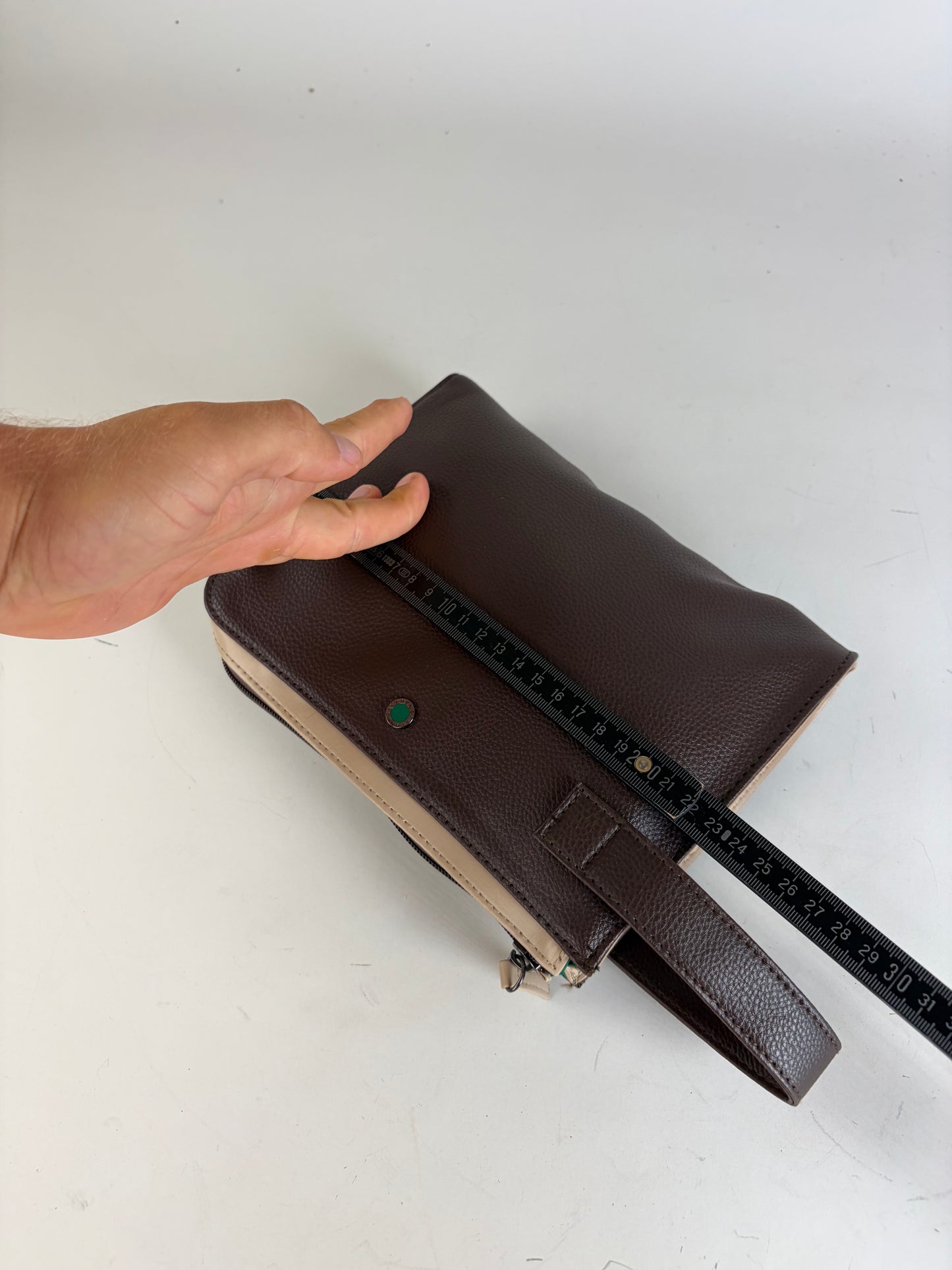 Vintage Bvlgari Leather Cosmetic Pouch Brown Cream